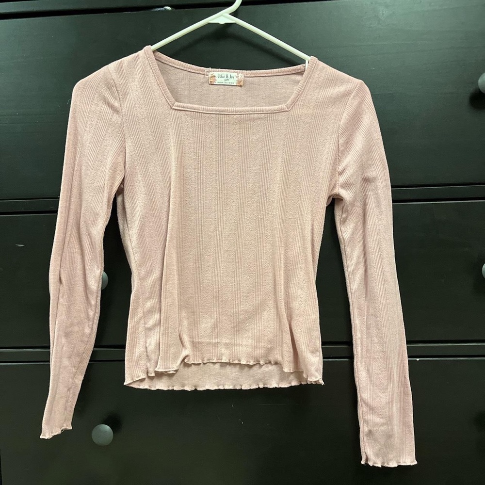 pink long sleeve square neck top
